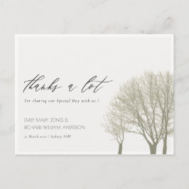 グレーエレガント金ゴールド秋秋の木ありがとう ポストカード