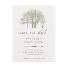 グレーエレガント金ゴールド秋秋の木の日付を保存