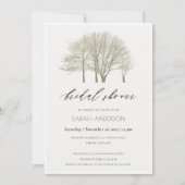 グレーエレガント金ゴールド秋秋の木ブライダルシャワー 招待状 (正面)