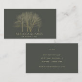 グレーエレガント金ゴールド秋秋の木結婚の 名刺 (正面/裏面)