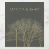 グレーエレガント金ゴールド秋秋木モノグラム ワインラベル (シングルラベル)