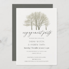 グレーエレガント金ゴールド秋秋木婚約カード 招待状