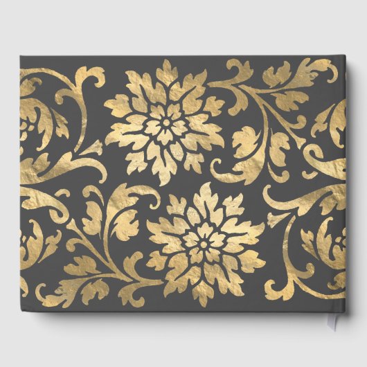 グレーエレガント金ゴールド花花卒業パーティー ゲストブック (裏面)