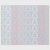 グレーエレガント&パステルピンクのクリスマスツリーパターン ラッピングペーパー (フラット)