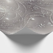 グレーエレガント、ビーズ、真珠、光のストランド ラッピングペーパー (角)