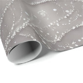 グレーエレガント、ビーズ、真珠、光のストランド ラッピングペーパー (ロールコーナー)