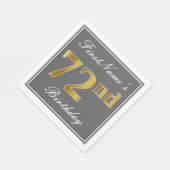 グレーエレガント、フェイク金ゴールド72番目の誕生日、名前をカスタムする スタンダードランチョンナプキン (角)