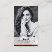 グレーエレガント&ブラックソーシャルポートレート 名刺 (裏面)