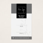 グレーエレガント&ブラックボタニカルソーシャルQR価格ラベル (正面)