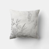 グレーエレガント&ホワイト植物学フローラ クッション (裏面)