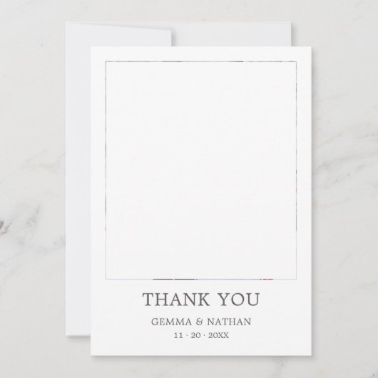 グレーエレガントTypo 2写真結婚のサンキューカード サンキューカード (正面)
