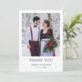 グレーエレガントTypo 2写真結婚のサンキューカード サンキューカード (スタンド正面)