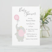 グレーエレファントバルーンミニマルかわいいスクリプト 招待状 (スタンド正面)