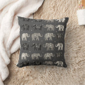 グレーエレファントパターンリネンルックピロー クッション (ブランケット)