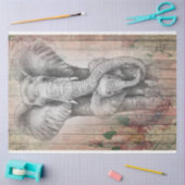 グレーエレファントファミリーウォータカラー 薄葉紙 (クラフト)