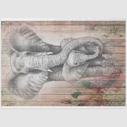 グレーエレファントファミリーウォータカラー 薄葉紙 (正面)