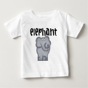 グレーエレファントベビーラグランTシャツ ベビーTシャツ
