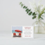 グレーエージェント旅行代理店レッドビーチチェア 名刺 (スタンド正面)