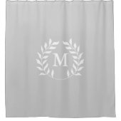グレーオアアニアルカラーローレルガーランドリースモノグラム シャワーカーテン (正面)