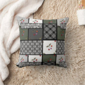 グレーオリーブの素朴なパッチワークのパターン クッション (ブランケット)