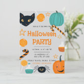 グレーオレンジコニーハロウィーンパーティの招待状 招待状 (スタンド正面)