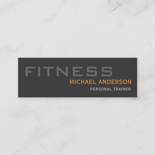 グレーオレンジパーソナルトレーナーユニーク名刺 スキニー名刺 (正面)