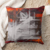 グレーオレンジブラウン抽象芸術 クッション (ブランケット)