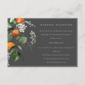 グレーオレンジブロッサムボタニカルウェディングレセプション エンクロージャーカード (正面)