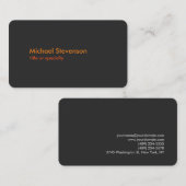 グレーオレンジモダン色の丸い標準名刺 名刺 (正面/裏面)