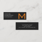 グレーオレンジモノグラムフォトグラファーの名刺 スキニー名刺 (正面/裏面)