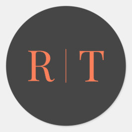 グレーオレンジモノグラム結婚ズ ラウンドシール