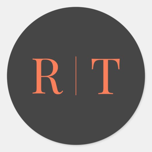 グレーオレンジモノグラム結婚ズ ラウンドシール (正面)