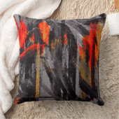 グレーオレンジレッド抽象芸術 クッション (ブランケット)