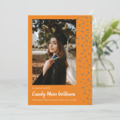 グレーオレンジ紙吹雪卒業発表 招待状 (スタンド正面)