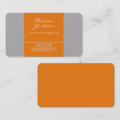 グレーオレンジ色の手書き入力プレーンクリエイティブ モダン 名刺 (正面/裏面)