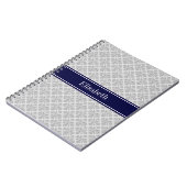 グレーオングレーダマスク#3ネイビーブルー名モノグラム ノートブック (左側)