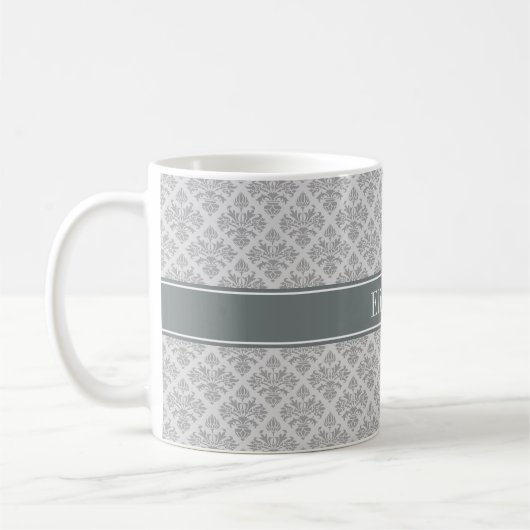 グレーオングレーダマスク#3木炭の名前モノグラム コーヒーマグカップ (左)