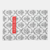 グレーオンホワイトフローラマスク キッチンタオル (横)