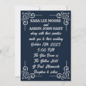 グレーオン石板ブルーエドワ結婚ーディアン 招待状 (正面)