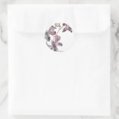 グレーオーキッド結婚ズ封筒用シール ラウンドシール (バッグ)