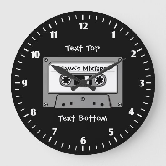 グレーオーディオカセットテープ ラージ壁時計 (正面)