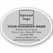 グレーオーバルシェイプビニールステッカー上のビジネスブランド シール (正面)