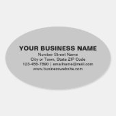 グレーオーバルステッカー上のプレーン文字ビジネスブランド 楕円形シール (正面)