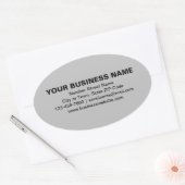 グレーオーバルステッカー上のプレーン文字ビジネスブランド 楕円形シール (封筒)