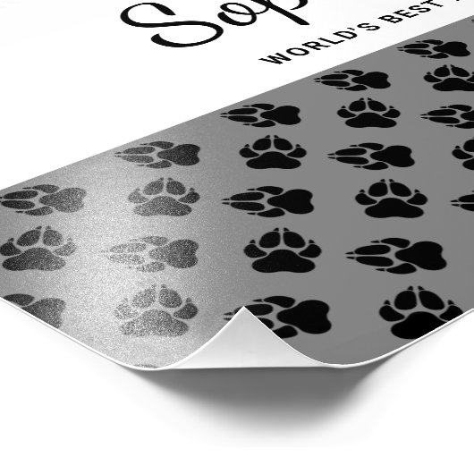 グレーカスタムとテキスト上のペットの写真と黒い手 フォトプリント            (角)