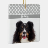 グレーカスタムと名前に白い手を付けたペットの写真 セラミックオーナメント (右)