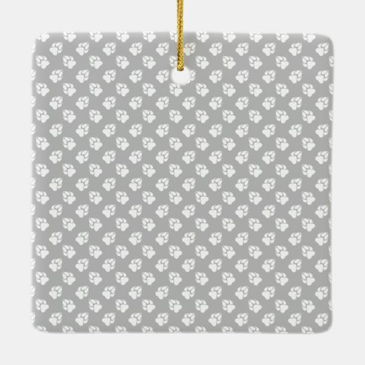 グレーカスタムと名前に白い手を付けたペットの写真 セラミックオーナメント (裏面)
