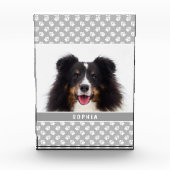 グレーカスタムと名前に白い手を付けたペットの写真 フォトブロック (正面)