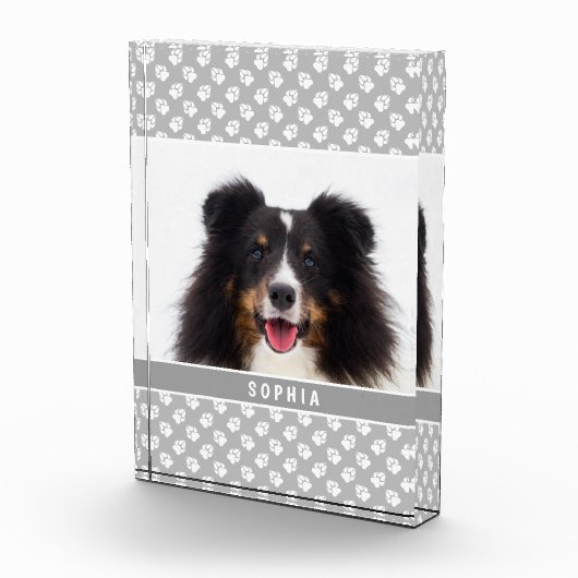 グレーカスタムと名前に白い手を付けたペットの写真 フォトブロック (右)