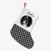 グレーカスタムに黒い前足を持つ写真テンプレート スモールクリスマスストッキング (正面 (吊り時))